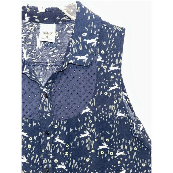 LC Lauren Conrad Womens Medium Disney Wonderland White Rabbit Sleeveless Blouse - Picture 3 of 11